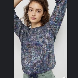 New Eva Franco Anthropologie Jackson Shimmer Sweatshirt Sz XL